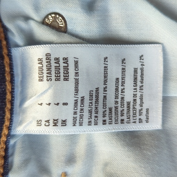 AEO Next Level Stretch X Super Hi-Rise Mini Distressed Jean Skirt 4R Blue - Picture 4 of 16